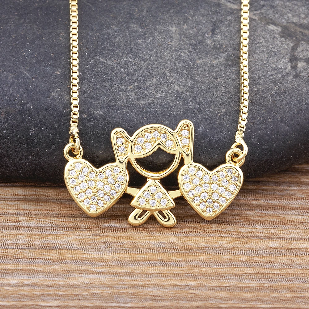 

AIBEF Hot Selling Heart-Shaped Girl Pendant Gold Necklace Women's Copper Zircon Charm Romantic Jewelry Birthday Party Retro Gift