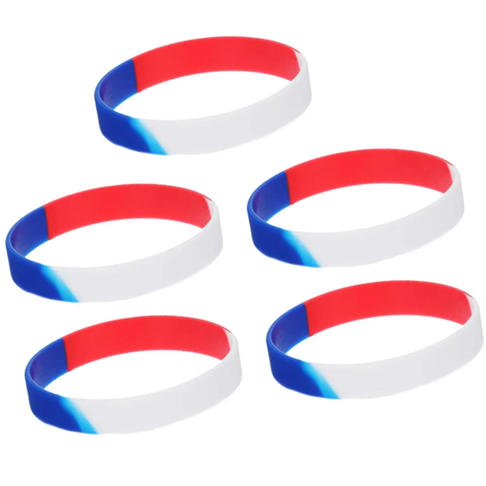 

5pcs Fourth of July Bracelet For Men Patriotic Rubber Bracelets Hand Ring for Independence Day Party Supplies