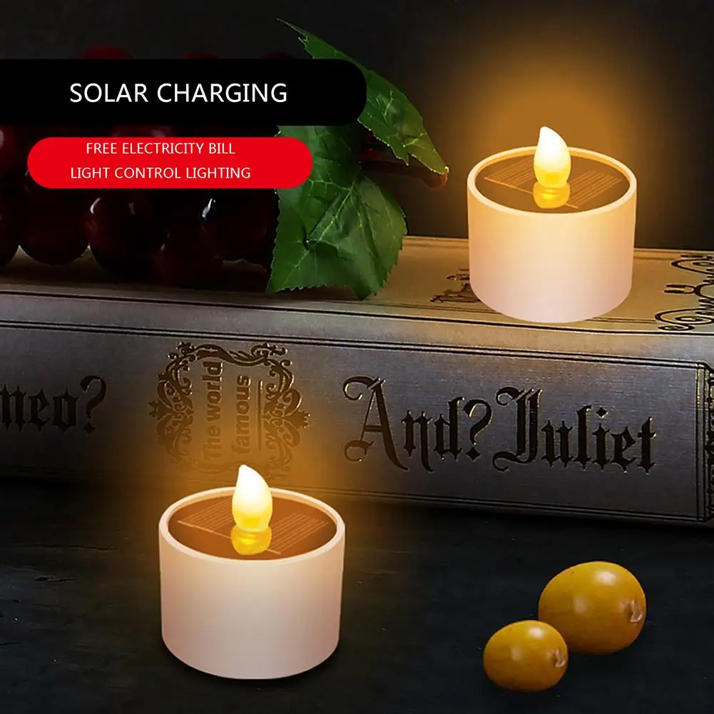 

6pc Outdoor Solar Candle Light Flameless Ip42 Waterproof Induction Night Lamps Flameless Flickering Tea Light For Garden Yard