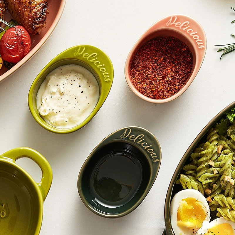

Nordic Ceramic Dish Household Creative Sauce Dish Barbecue Seasoning Dish Soy Vinegar Food Plate Kitchen Dinnerware Gadgets