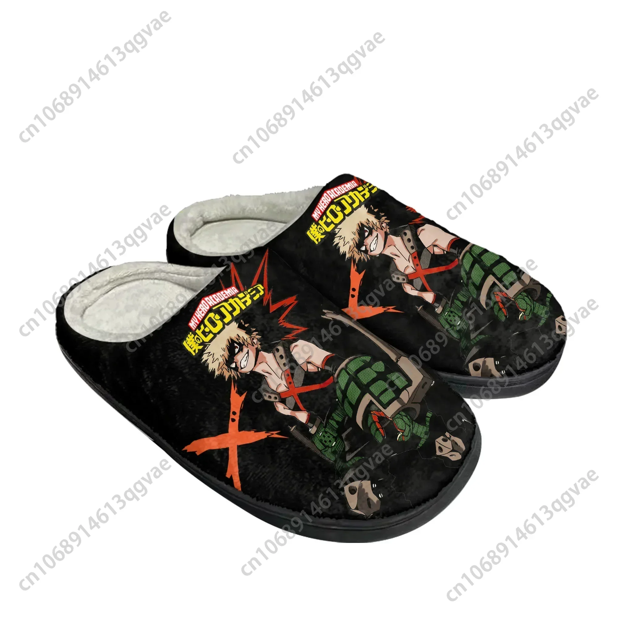 Фото Теплые домашние тапочки Bakugou Katsuki My Hero Academia из хлопка, плюшевые, повседневные, для мужчин и женщин №2