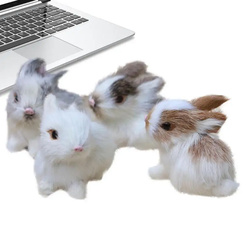 

Plush Rabbit Cute Faux Rabbit Toy Faux Fur Lifelike Animal Easter Bunny Model Decorations For Party Favors