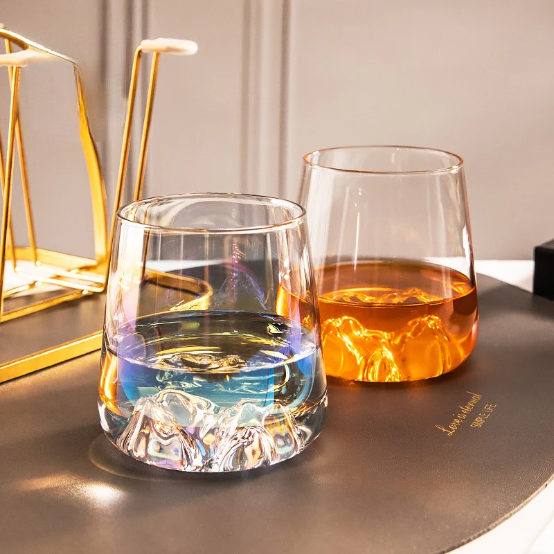 

Colorful Iceberg Glass Whiskey Spirits Mousse Water Cup Japanese Style Home Bar Drinking Utensils Light Luxury Decoration Gift