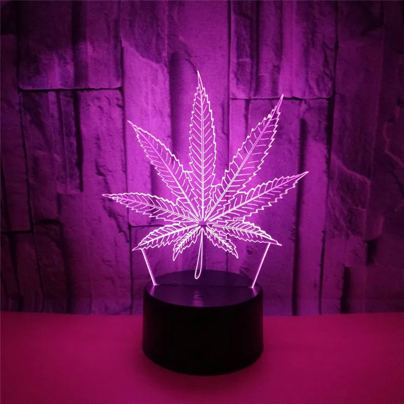 RGB 7/16 Colors Weed Led Night Light Table Lamp Color Changing Touch Sensor Home Decor Light Bedroom Nightlight USB Powered 20#