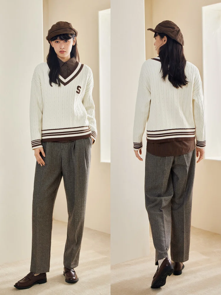 Свитер Senma женский с V-образным вырезом свободный художественный модный топ