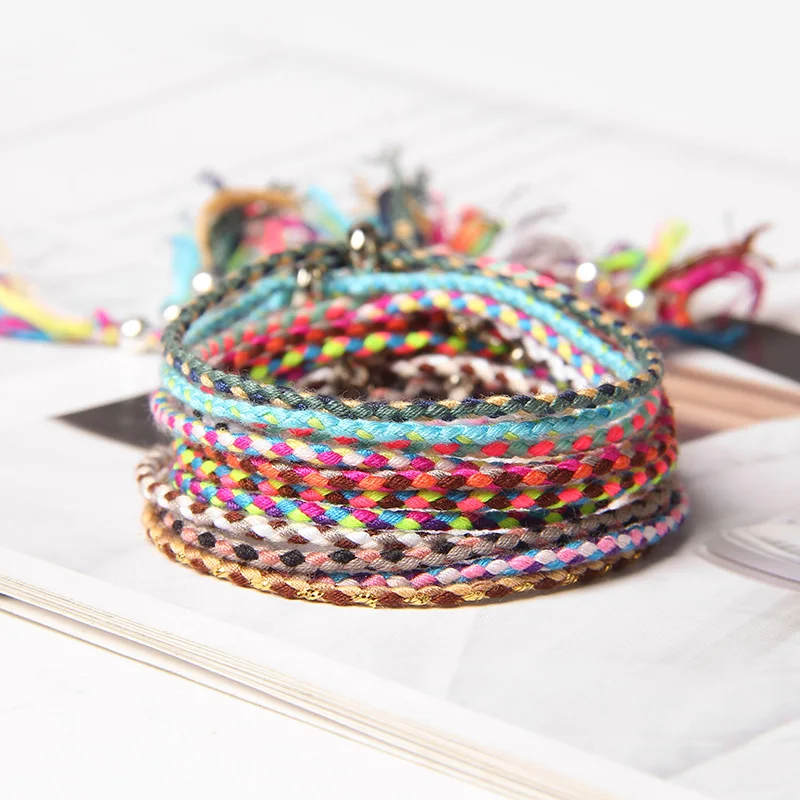 Плетеный браслет ручной работы в стиле бохо для женщин и мужчин цветные