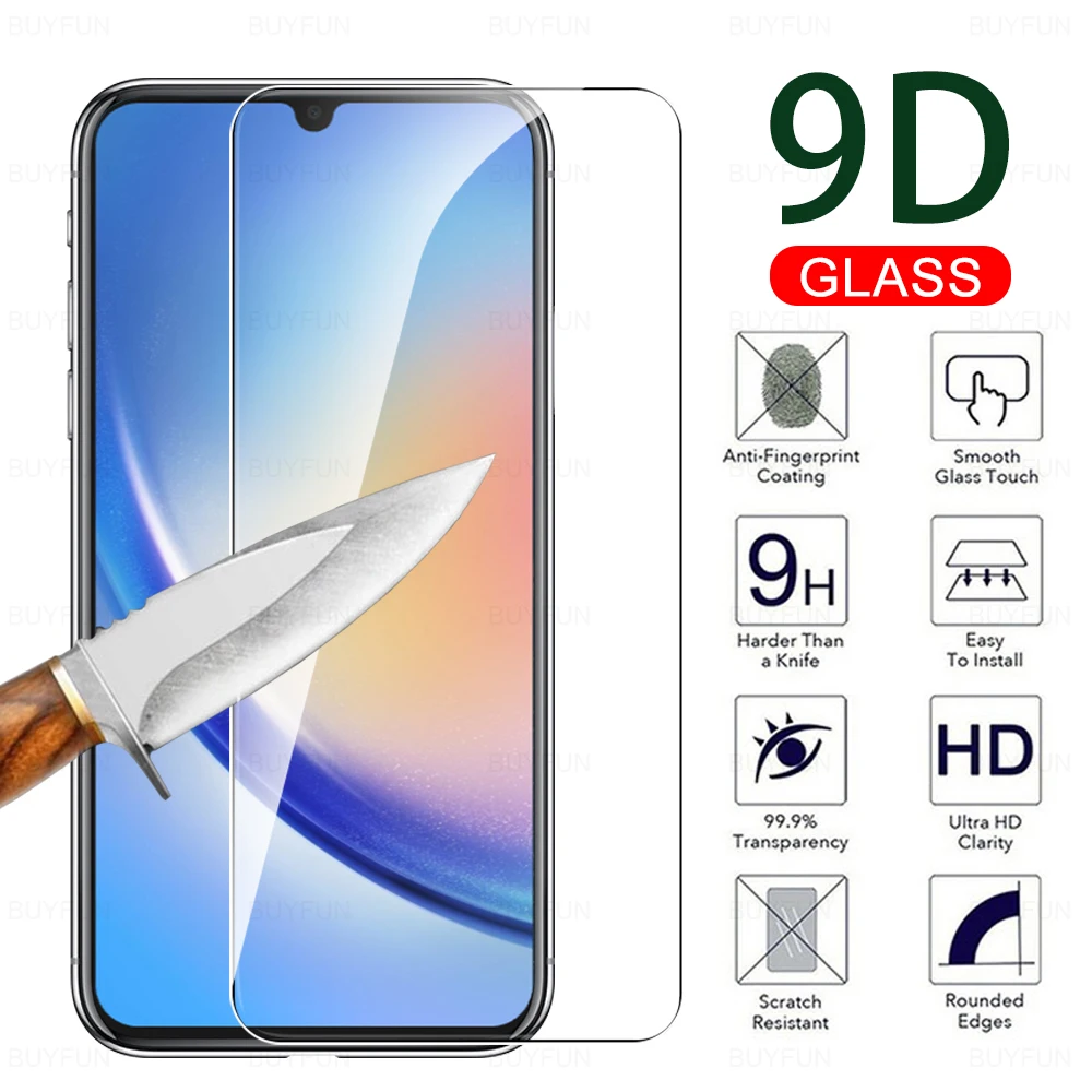 

9D Screen Glass For Samsung Galaxy A34 A54 5G A24 4G Full Coverage Tempered Protector Glass Explosion-proof Accessory Film