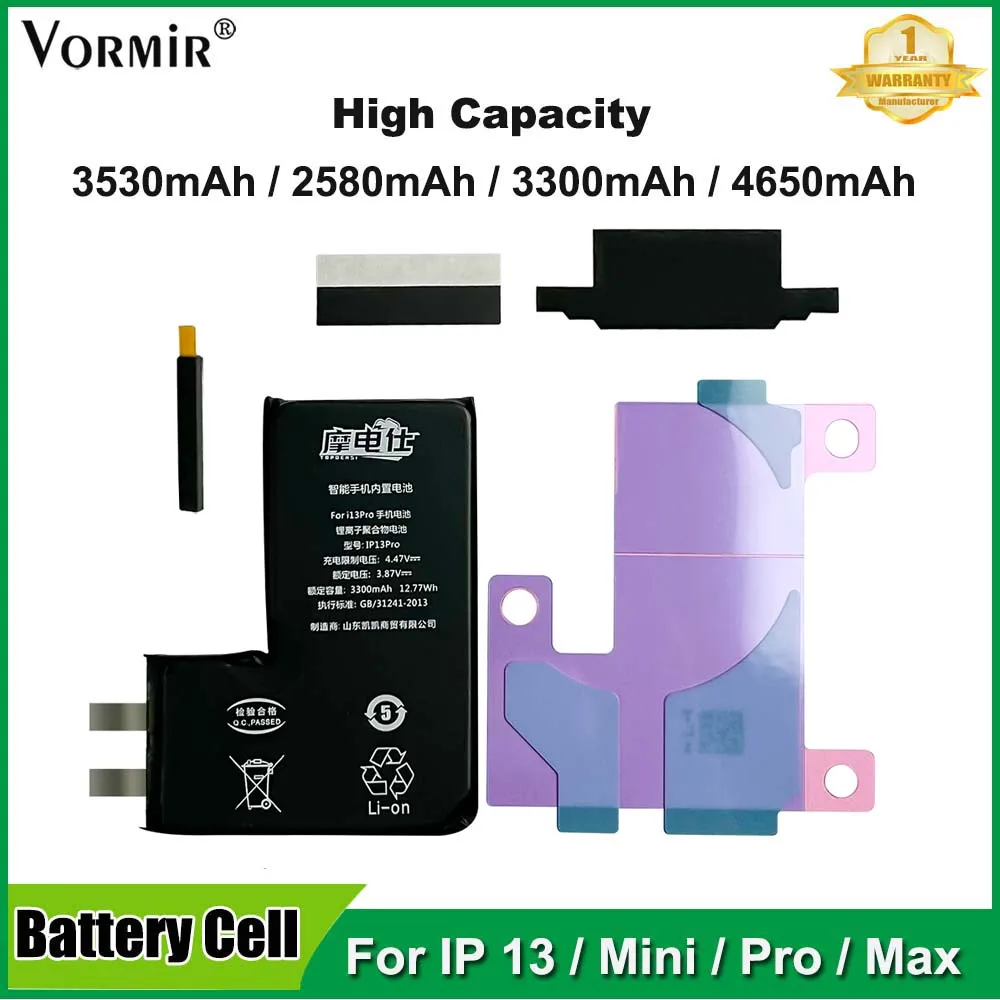

Vormir High Capacity Battery Cell No Flex for iPhone 13 Pro Max No Message Pop-ups Battery Cell Replacement Require Spot Welding