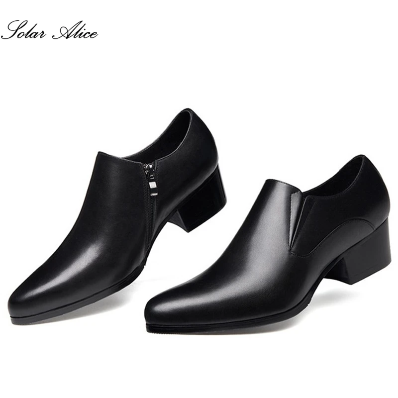 

Free Shipping 2021 Men's Fashion Spring And Summer New High-Quality Semi-High-Heel Business Office Leather Shoes