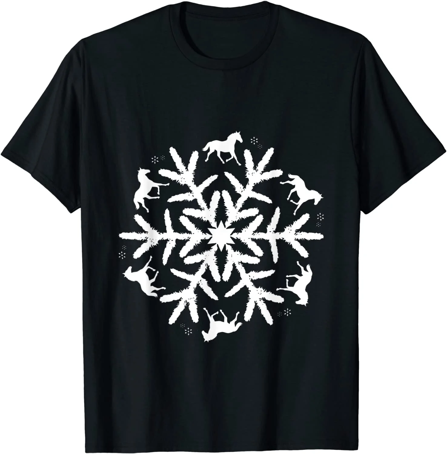 

Christmas Horse Snowflake Pattern Horse Lover Xmas T-Shirt