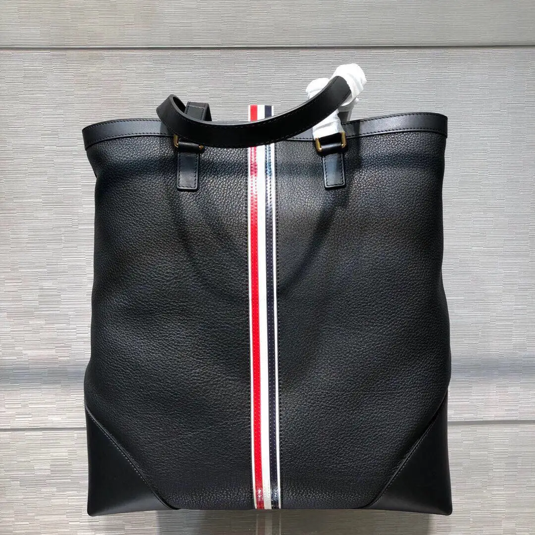 New TB Men Briefcase Bag Black Genuine Leather Trendy Business Briefcase Famous Brand Messenger Computer Laptop Handbag