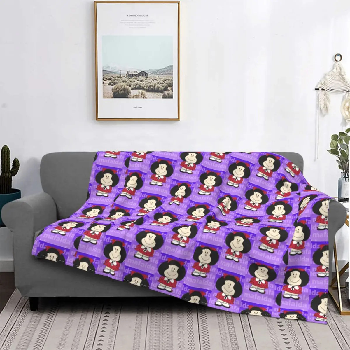 

Cheerful Mafalda Blanket Coral Fleece Plush Ultra-Soft Throw Blankets for Car Sofa Couch Bed Rug