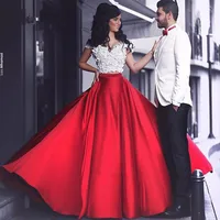 Hippie Arab Two Piece 2018 White Red Long Trains off Shoulder Bridal gown Stain Vestido de Noiva mother of the bride dresses