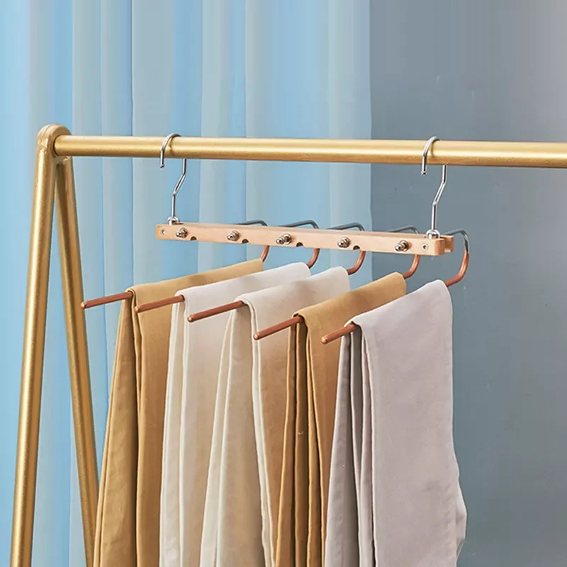 

20225 Layers Clothes Wood Hangers Multifunctional Pants Rack Bedroom Closet Shelves Jeans Non Slip Wardrobe Organizer Space Savi