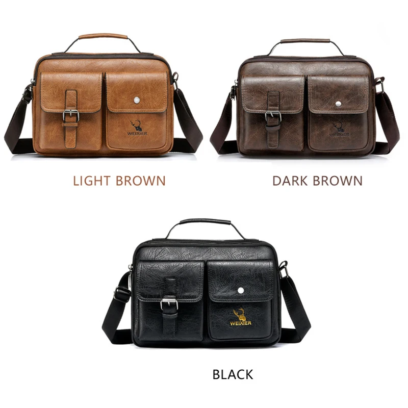 Small Shoulder Bag for Man Male Vintage Leather Messenger Briefcase Handbag Business Tote Boston Breifcases Square Crossbody Bag