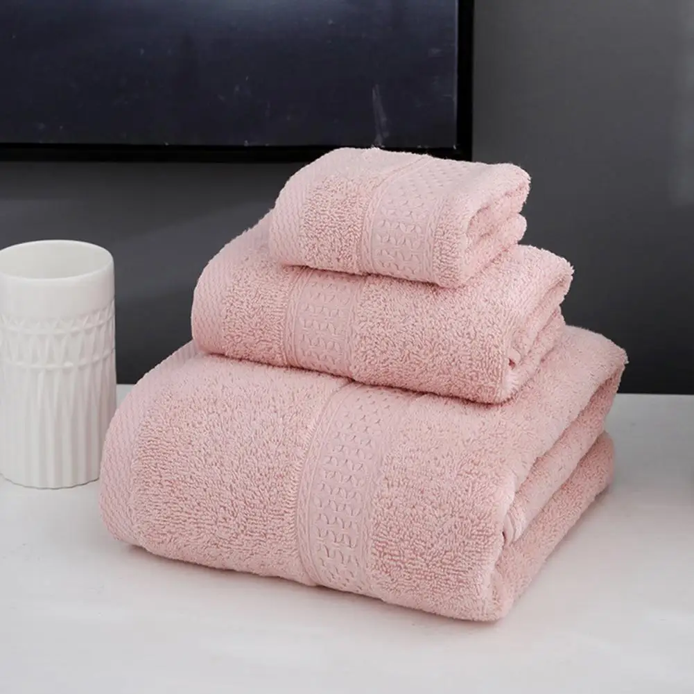 

3Pcs/Set Bath Towel Set Thick Foldable Cotton Highly Absorbent Hand Towel Hotel Accessories
