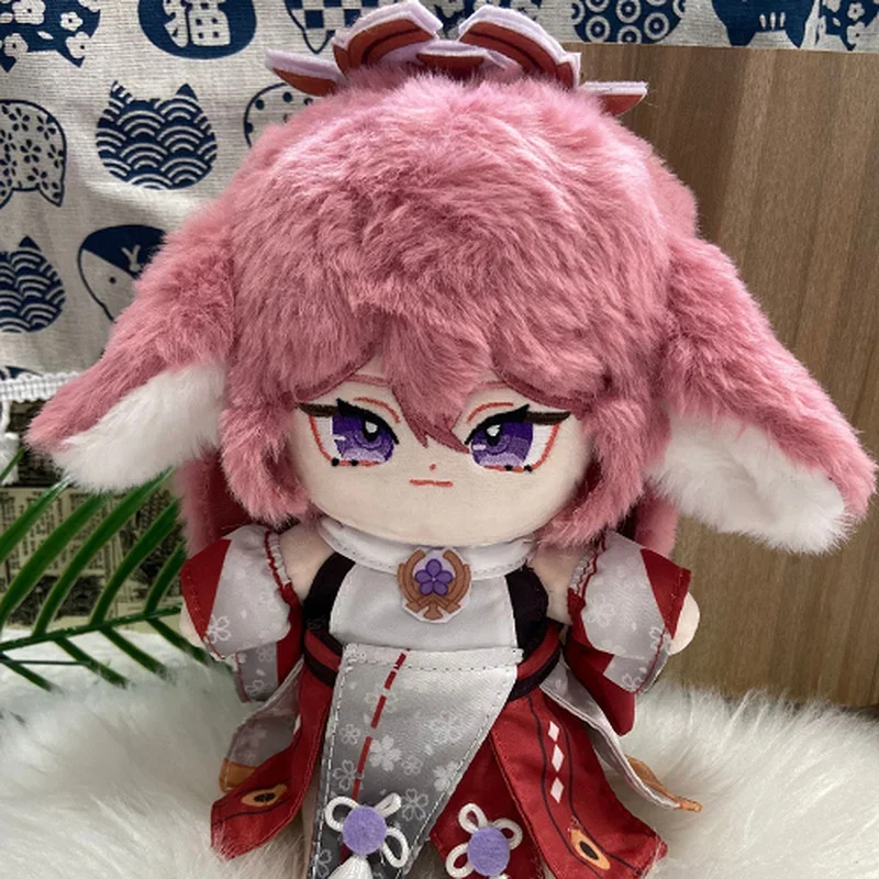 

Аниме игра Genshin Impact Yae Miko Kawaii Косплей 20 см плюшевая кукла с одеждой хвостом наряд плюшевые талисманы мягкий подарок