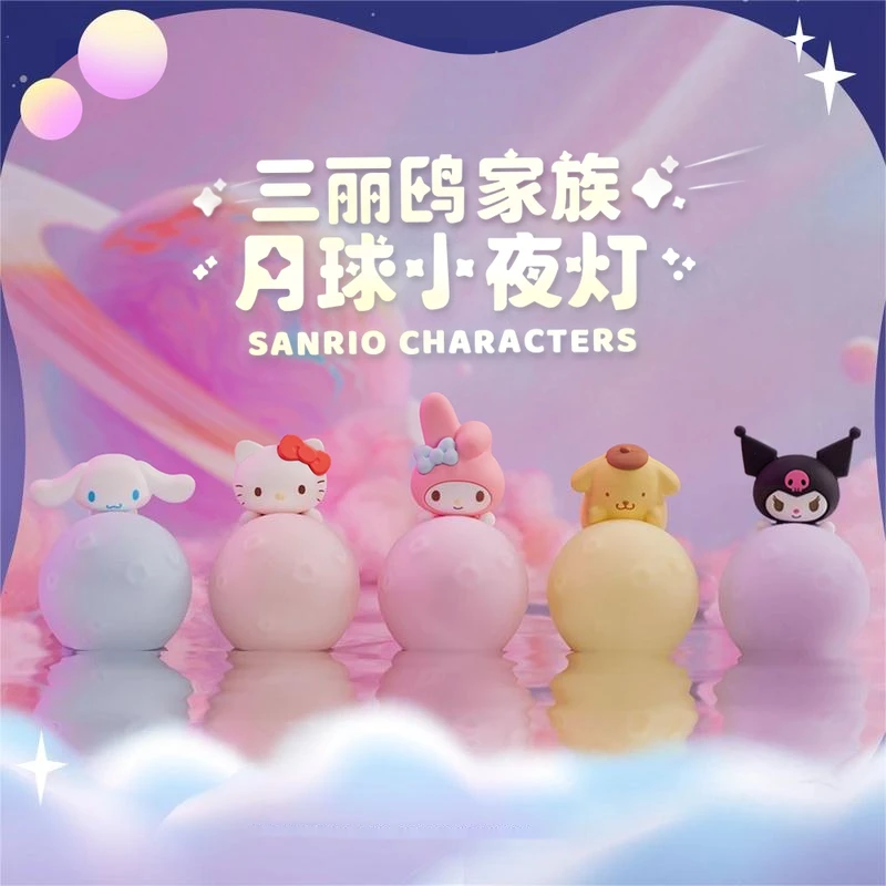 

Sanrio Moon Night светильник аниме Hello Kitty Melody Kuromi Cinnamoroll светильник украшение для спальни детская игрушка подарок для детей