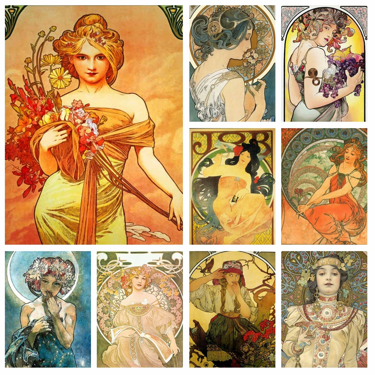 

Alphonse Maria Mucha Diamond Rhinestone Painting Classic Baroque Style Art Cross Stitch Kit Embroidery Picture Mosaic Home Decor