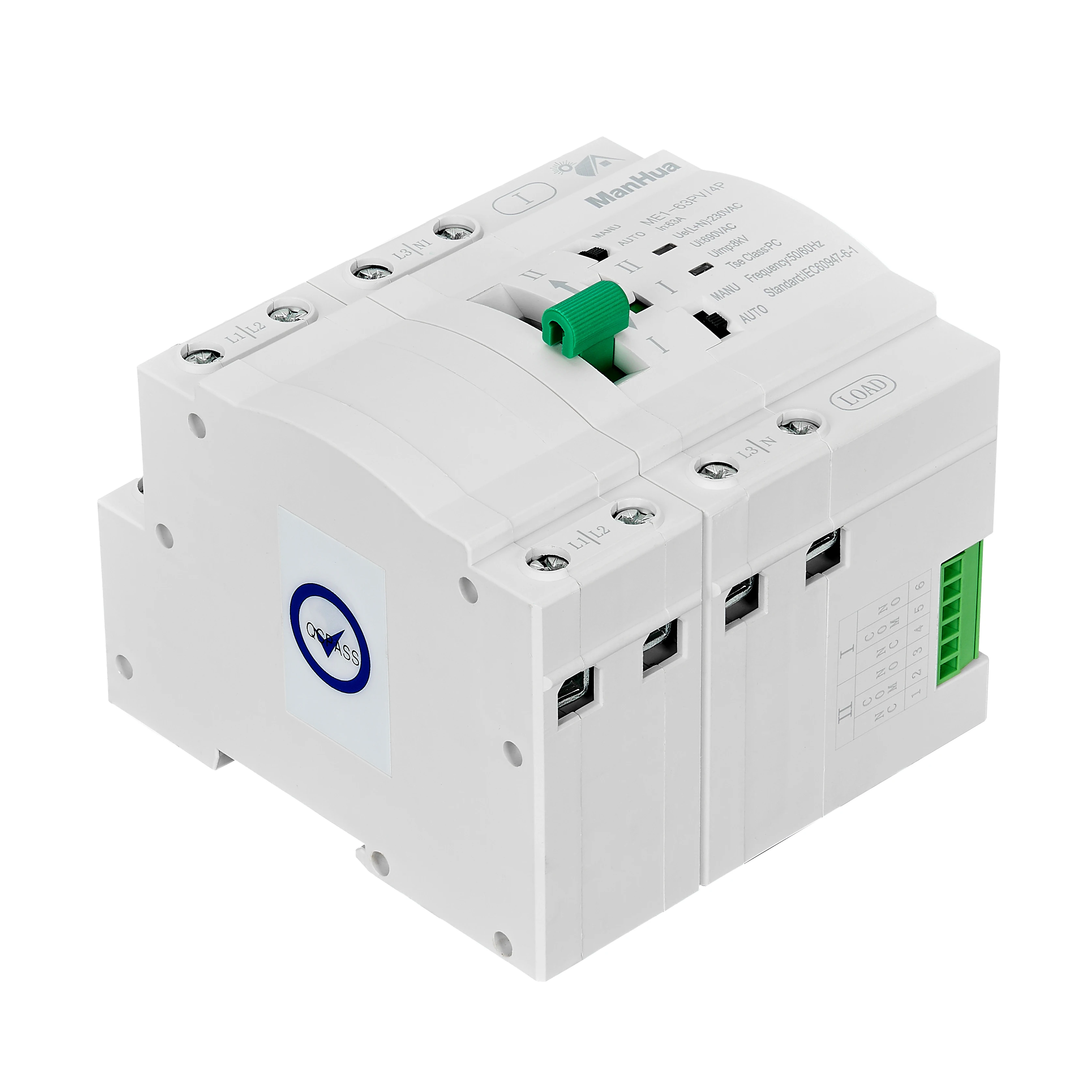 ManHua ME1-63PV/4P 63A 230VAC Автоматический резервный переключатель двойного питания
