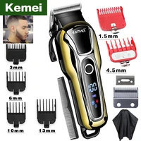 kemei professional hair clipper electric hair trimmer for mens hair cutting machine cutter led display wireless hair cutter 4