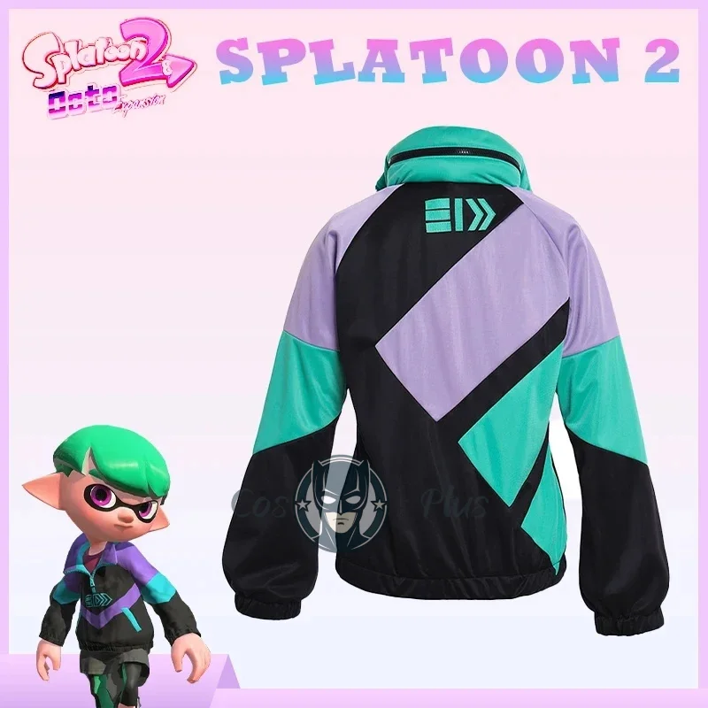 Фото Винтажный костюм для косплея по игре Anime Legend Game Splatoon 2, топ для взрослых унисекс, повседневные пуловеры, толстовка, куртка, топ на молнии контрастного цвета №2