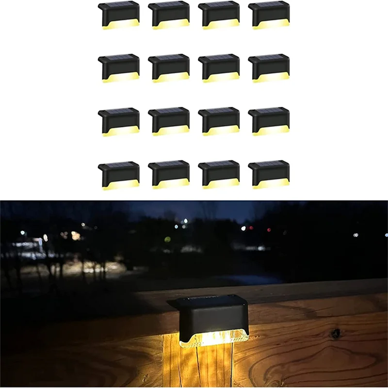 Solar Deck Lights Outdoor Patio Black/Brown Solar Step Lights LED Waterproof Lighting for Outdoor Stair Deck PatioYard Fence