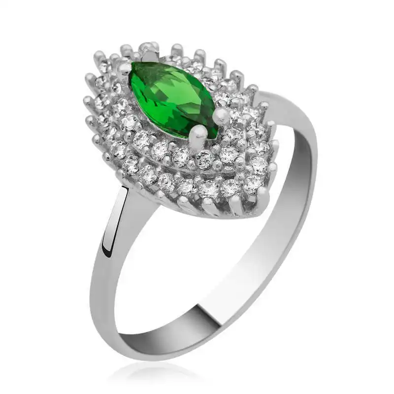 

Silverlina Silver Green Shuttle Lady Ring