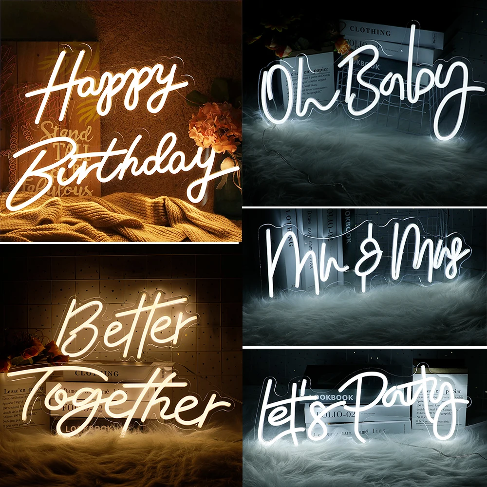 16 Styles Happy Birthday Neon Sign Art Wall Lights for baby birthday Beer Bar Club Bedroom Hotel Pub Cafe Wedding Birthday Party