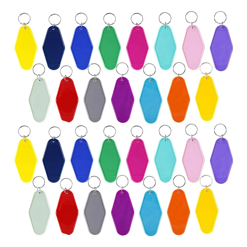 

30 Pcs Colorful Blank Motel Keychains, Plastic Diamond Motel Keychains For DIY Craft Accessories Keychain Decorations