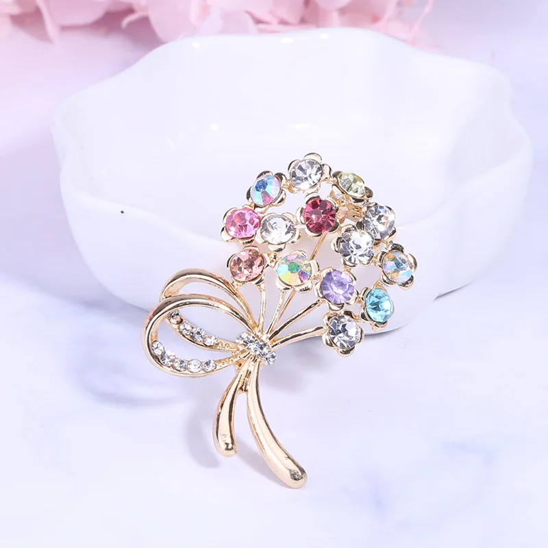 

Fashion personality handmade crystal colored rhinestone branches and leaves brooch brooch women's pin accessories