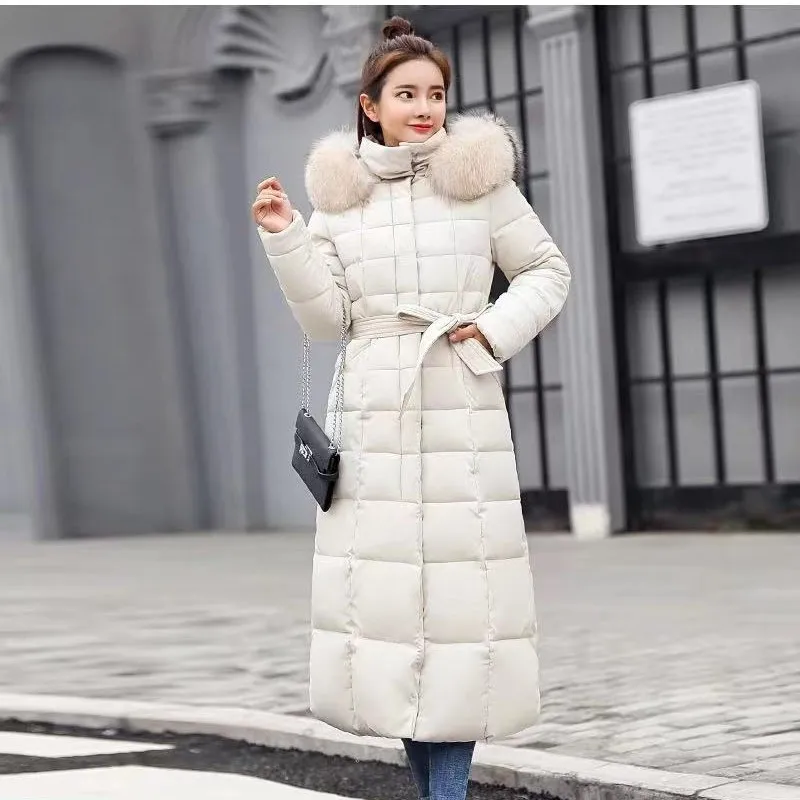 New Women Autumn Winter Fashion Brown Black Warm Thick Down Coat Jacket Oversize Vintage Luxury Hooded Long Coats Parka