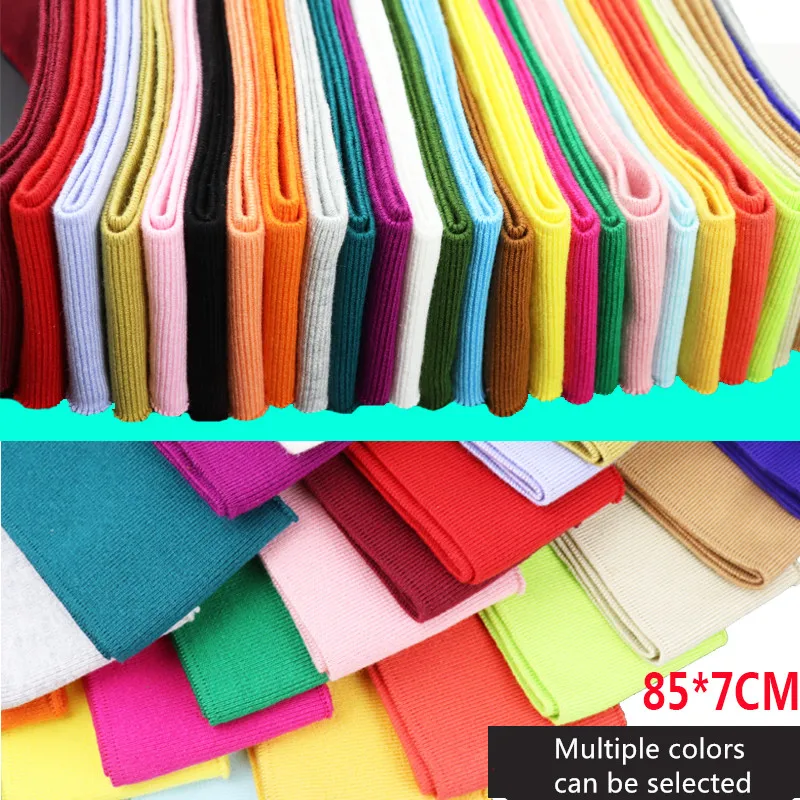 

7x85cm Cotton Yarn Dyed Solid Color Stretch Cuff DIY Cotton Knitted Rib Fabric For hem Spring Autumn Jacket Clothing Accessories