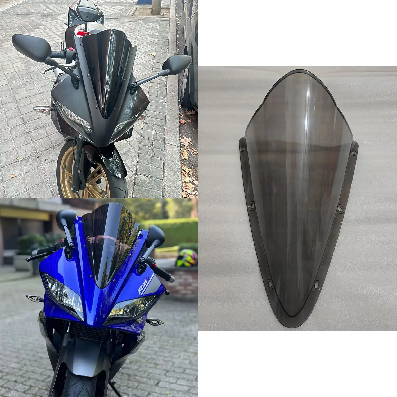 Фото Для Yamaha YZF-R125 2008 2009 2010 2011 12-2015 2016 2017 2018 R125 лобовое стекло с двойным пузырьком, дефлекторы ветрового стекла №1