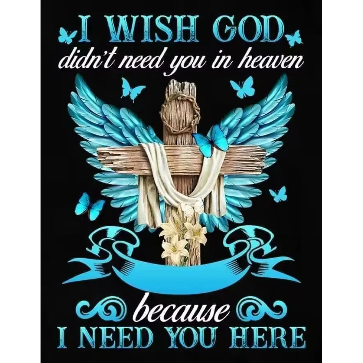 

Sunature 5D Full Square Round Drills I Wish God I Need You Here Diamond Painting Poured Glue Canvas