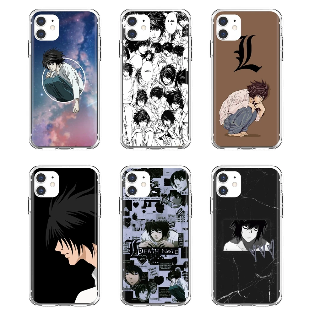 

For iPhone 10 11 12 13 Mini Pro 4S 5S SE 5C 6 6S 7 8 X XR XS Plus Max 2020 DEATH NOTE L Lawliet Soft Cover