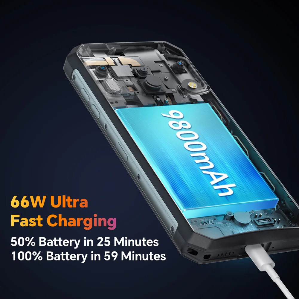 Oukitel WP21 Ultra Rugged Cell Phone 6.78' FHD+ 9800mAh Mobile Phone 12GB 256GB Mobile Phone 64MP Helio G99 Cell Phone 120Hz 66W