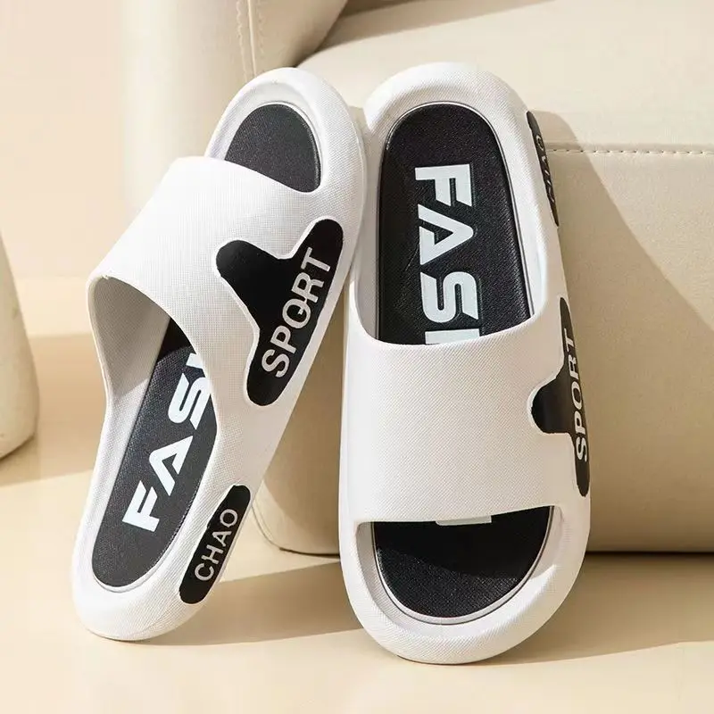 

Men's Summer One Word Casual Slippers Lovers Soft Bottom Non Slip Home Casual Slippers Bathroom Slippers Beach Slippers