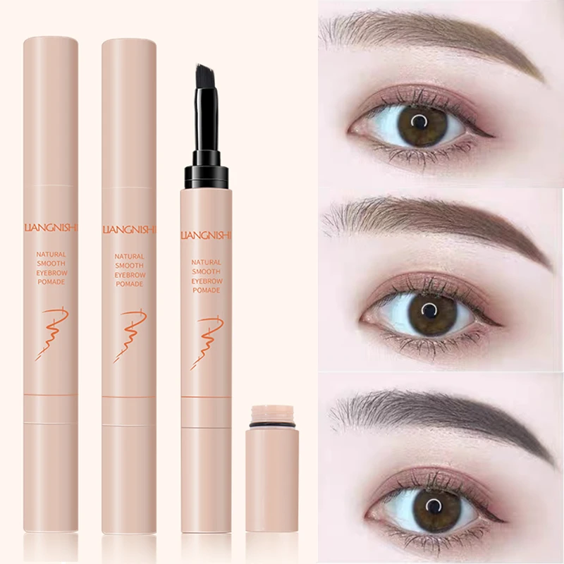 

3 Colors Eyebrow Cream Pen Enhancers Long Lasting Waterproof Eyebrow Pen Makeup with Brush Brown Black Tinted Eyebrows Makeup