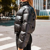 stand up collar trendy winter women short parkas simple puffer jacket adjustable drawstring for work fashion tide chic slim 2022