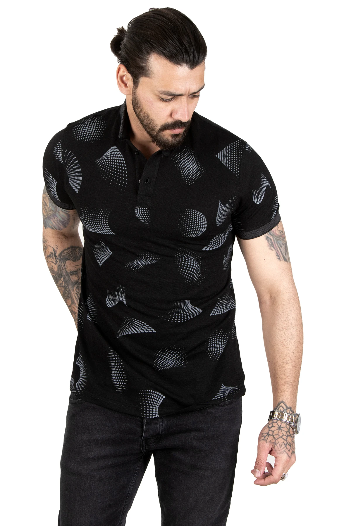 

Мужская футболка-поло из лайкры с узким вырезом и узором DeepSEA 2200488