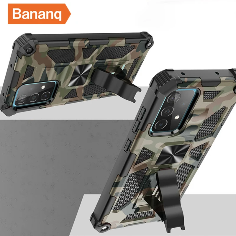 

Bananq Shockproof Armor Case For Samsung A12 A13 A22 A32 A42 A52 A72 4G 5G A02 A03S Stand Cover For Galaxy M23 M32 M33 F12 F23