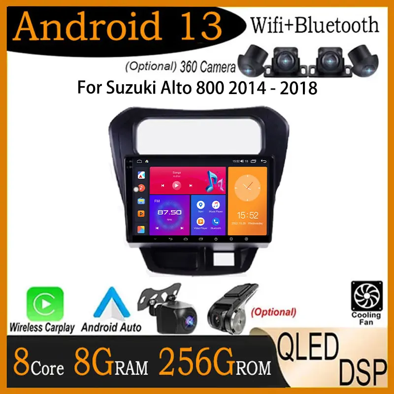 

9" 4G Lte DSP IPS QLED HD Screen Android 13 Car Video Radio Multimedia Carplay GPS Navigation For Suzuki Alto 800 2014 - 2018