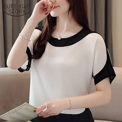 fashion women blouses 2023 women blouse shirt short Sleeve casual chiffon blouse women shirts womens tops and blouses 3397 50