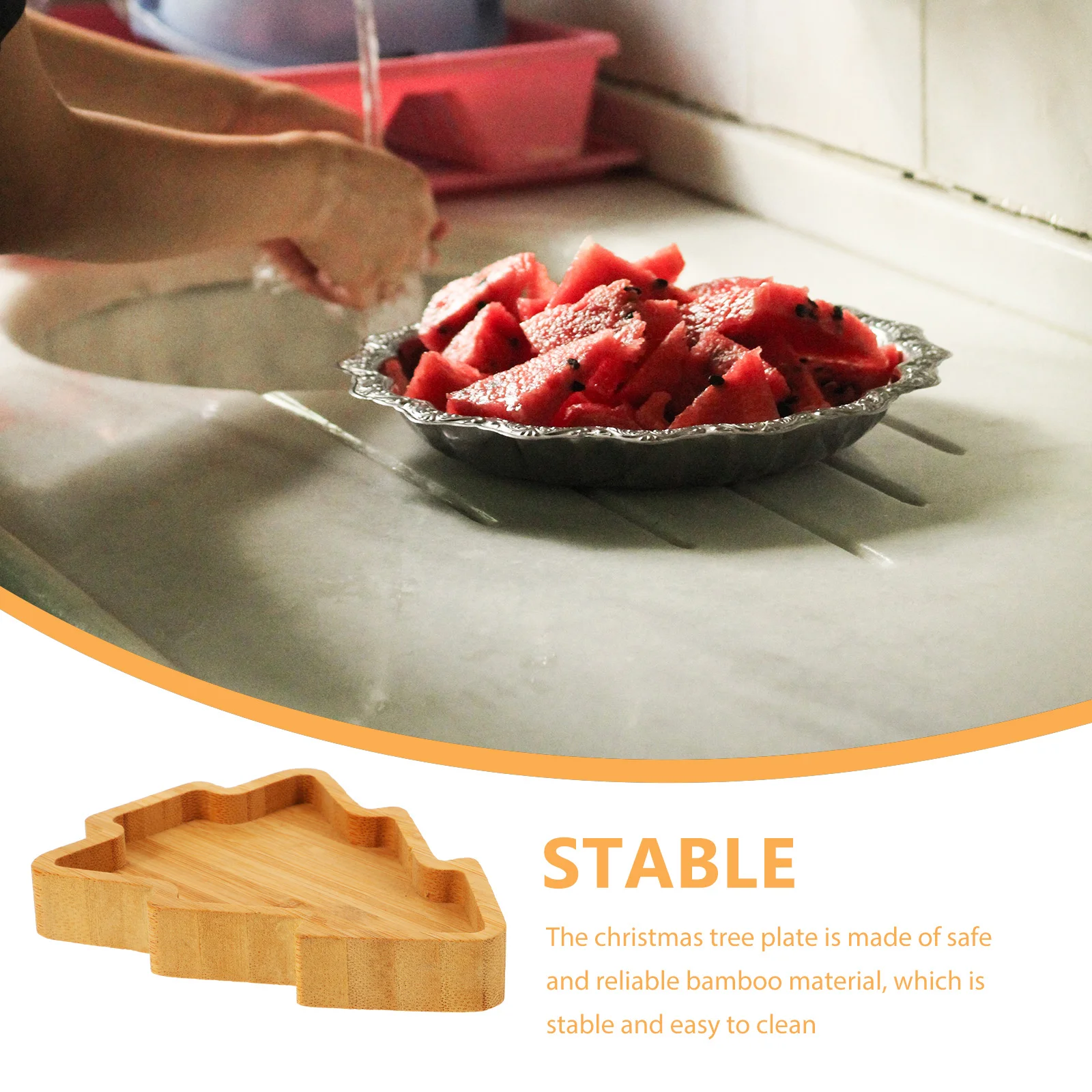 Поднос для рождественской елки бамбуковое сервировочное блюдо тарелка с