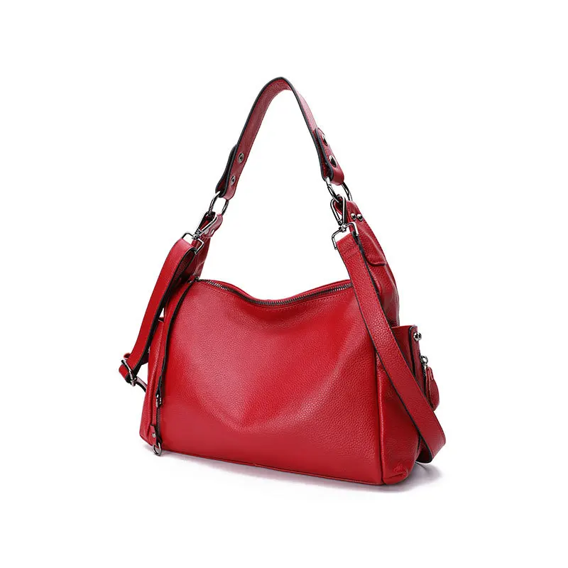 

First Layer Cowhide Shoulder Bags Women Genuine Leather Handbags Large Capacity Tote Hobo Bag