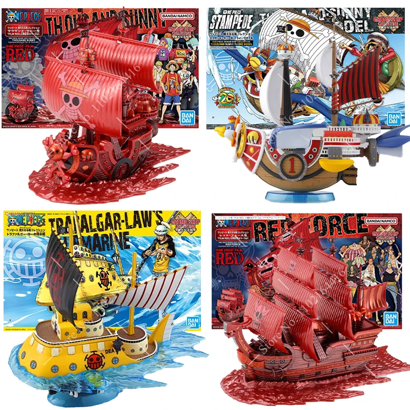 

Original One Piece Pirate Shanks Red Thousand Sunny Ship Polar Tang Flying Thousand Sunny Red Force DIY Assembling Toys Model
