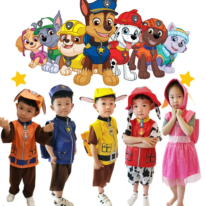 

Paw Patrol Kids Costumes Cute Chase Marshall Rocky Zuma Skye Rubble Cosplay Clothing Children's Day Performance Outfit Kids Gift