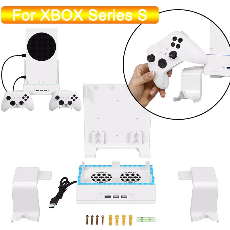 

Подставка для док-станции, охлаждающая база, 7 режимов освещения для XBOX серии S, Настенная подставка для охлаждающего вентилятора, игровая ру...