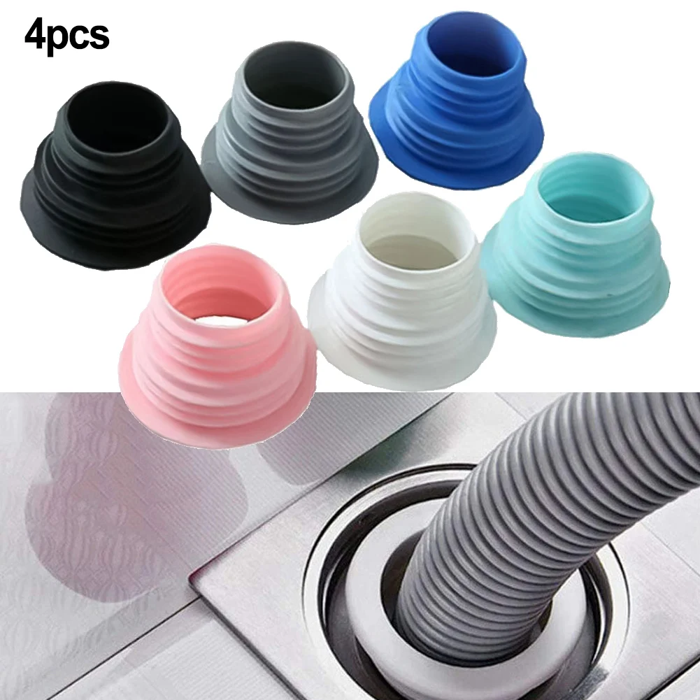 

4PCS Drain Pipe Hose Silicone Plug Sewer Seal Ring Washing Machine Anti-odor Telescopic Sewer Pipe Accessories